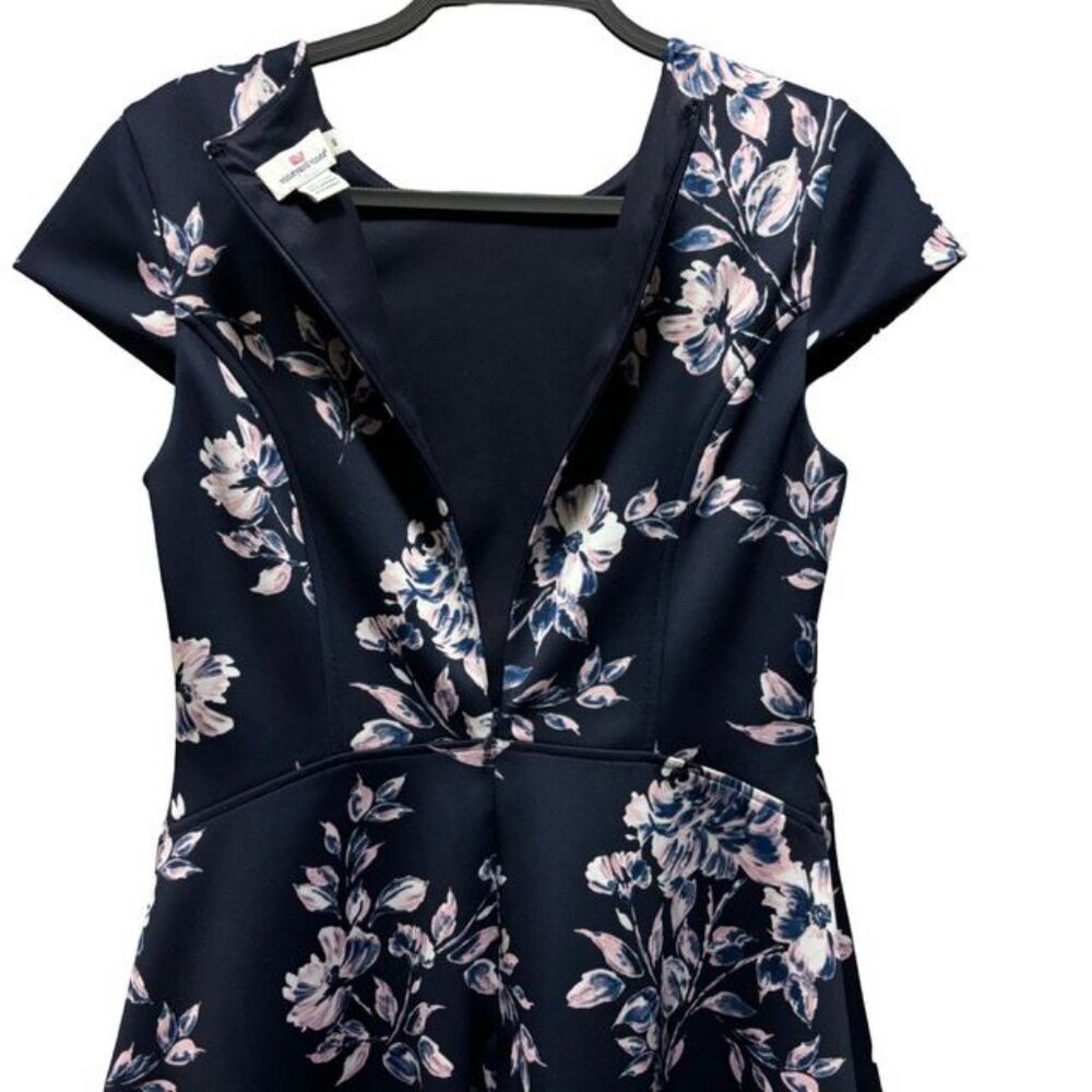 Vineyard Vines Womens Floral Dress Lambswool- Cashmere Navy Size S - Picture 3 of 7